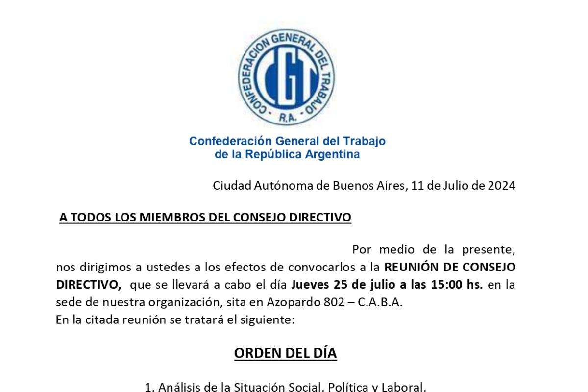 CGT se reúne para abordar situación laboral y dialogar con el gobierno de Javier Milei