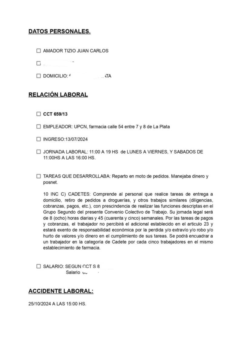 En casa de sindicalistas, empleados en negro: Denuncian a UPCN por precarización laboral y despido de un trabajador accidentado