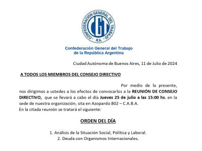 CGT se reúne para abordar situación laboral y dialogar con el gobierno de Javier Milei